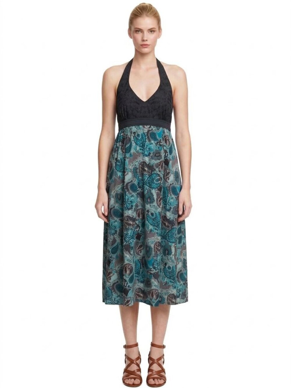 Athleta Halter Top Dress with Shirring Smocking Gorgeous Paisley Activewear